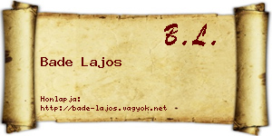 Bade Lajos névjegykártya